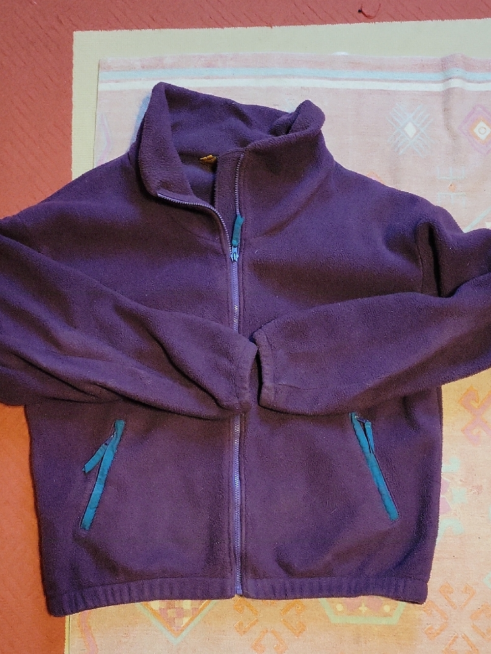 Vintage Eddie Bauer Purple Fleece Jacket Purple And GREEN